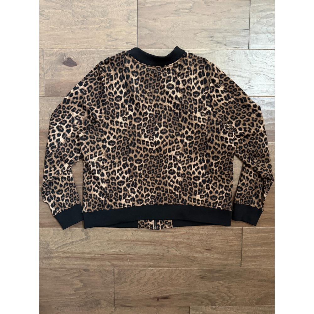 Torrid Womens Plus Size 1 Leopard Print Zip Up Bomber Jacket Brown Black Ribbed - Picture 5 of 8